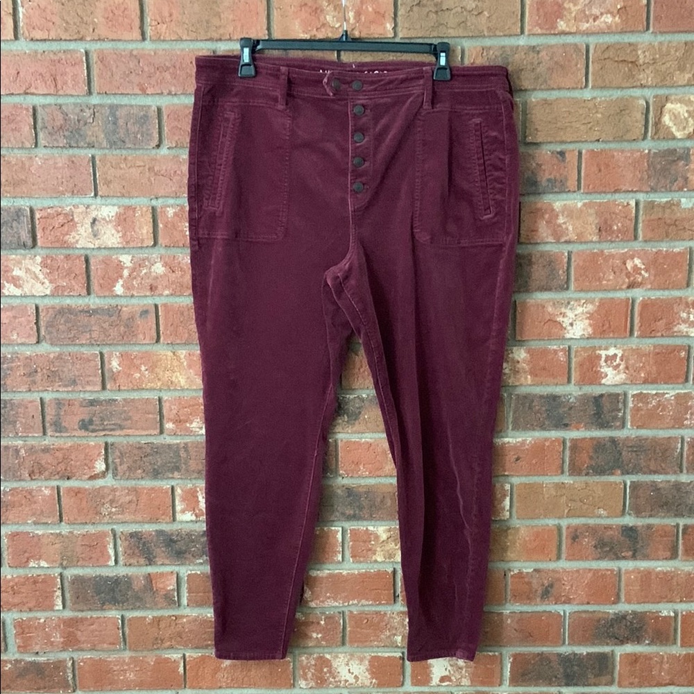 American Eagle Burgundy Corduroy Hi-Rise Jegging Skinny Pant